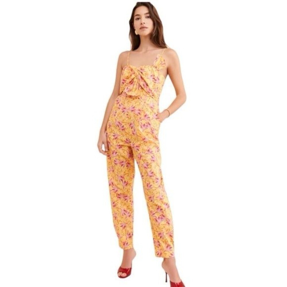 Farm Rio Jumpsuit Womens Banana Sunshine Yellow Floral One Piece small